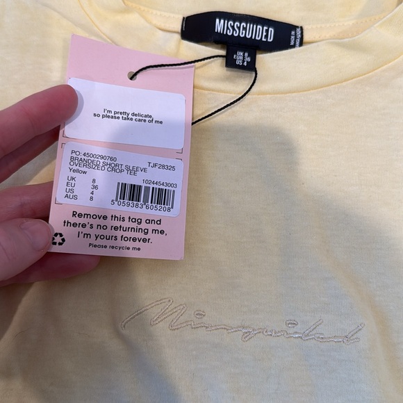 NWT Missguided yellow boxy oversized crop tee - Picture 2 of 3